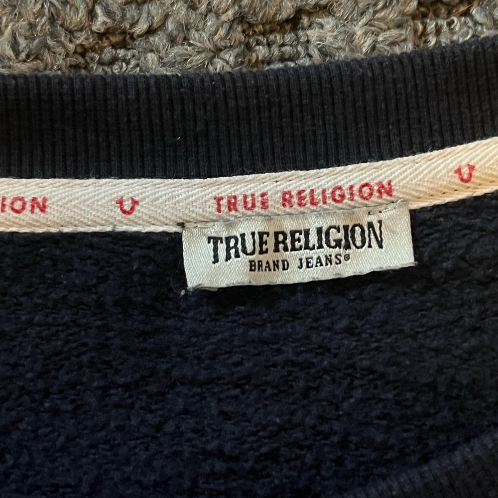 True Religion Sweatshirt Mens Medium Black TRLGN Graphic Pullover Streetwear